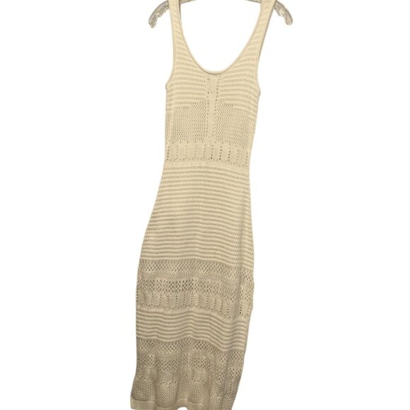 Kivari Dresses & Skirts - kivari cream white crochet sweater knit body con dress 2